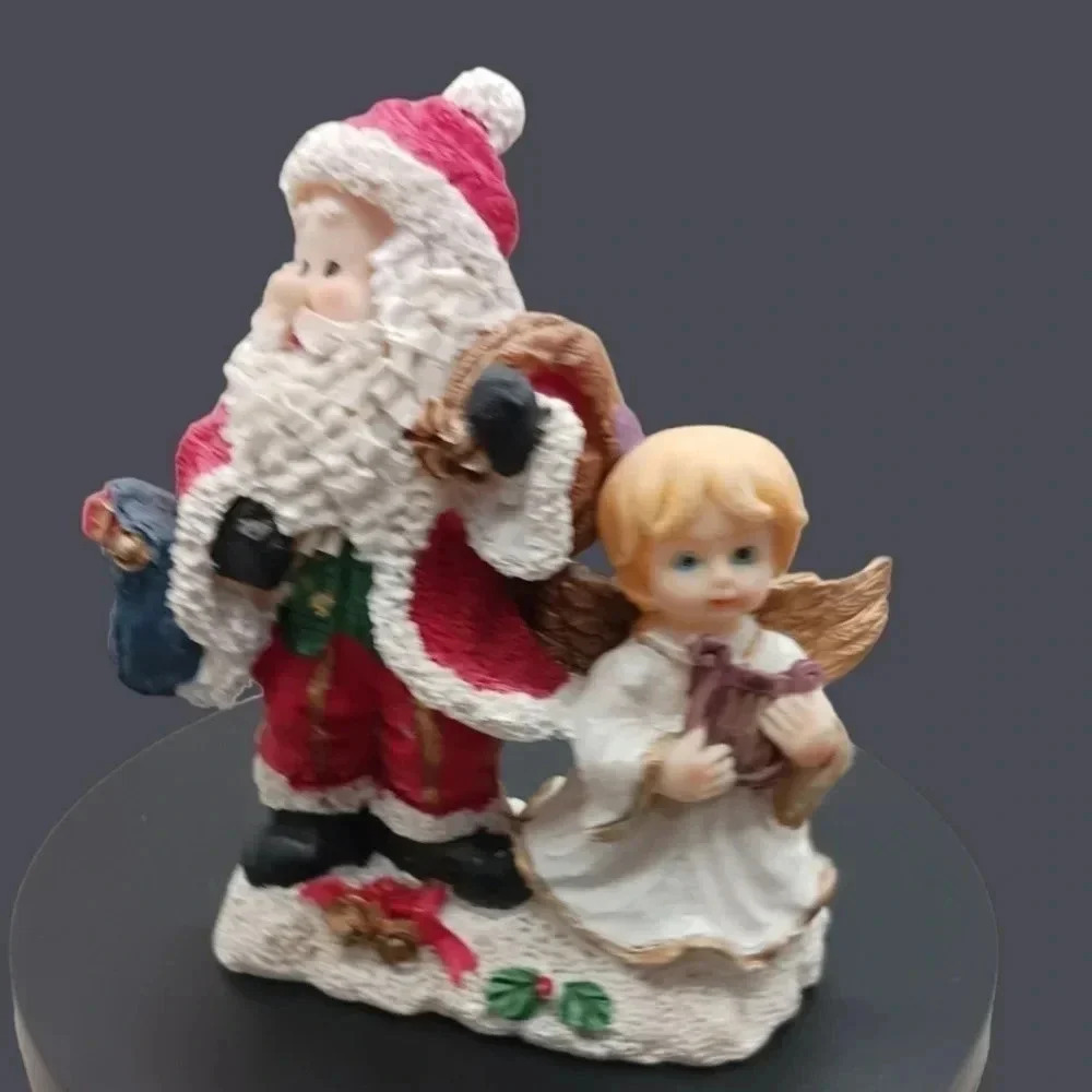 Vtg standing santa with child angel christmas